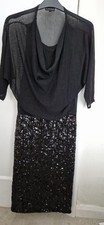 Phase Eight Black Sequin Dress Size 10 Party Evening Christmas