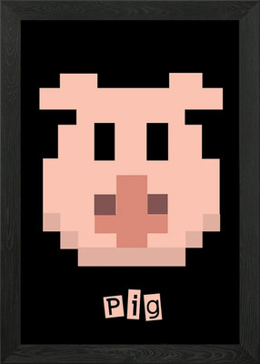 Pixel Schwein Symbol Gerahmtes Wandbild Poster Leinwanddruck Bild