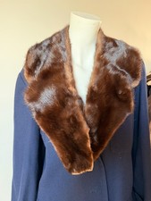 1980s Brown Mink Fur Collar Genuine Real Fur Unlined Coat Trim USA Pelts