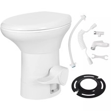 Outdoor Portable Toilet Gravity Foot Pedal Flush Enamel Bowl Travel RV Indoor