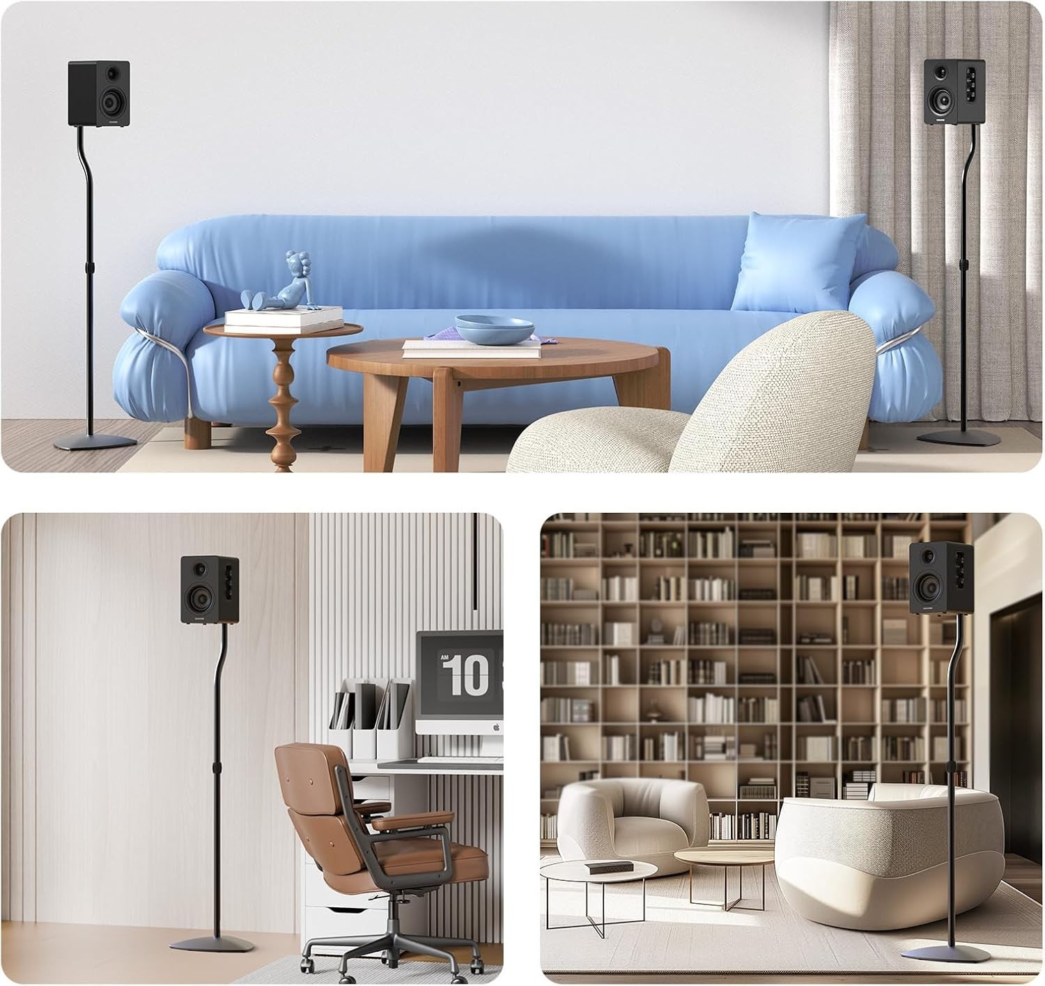 Universal Speaker Stands Pair Satellite Bookshelf Speaker Stands-28...