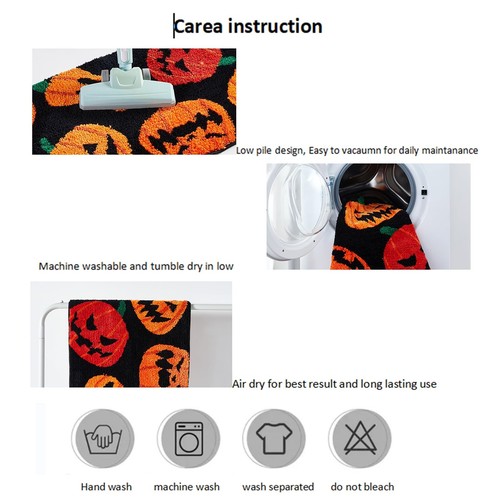 Cute Pumpkin Fall Halloween Bath Mat 20 x 32 Microfiber Shaggy Spooky Creepy ... - Picture 6 of 8
