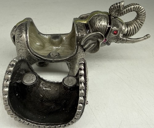 Scatola portagioie elefante smaltata vintage con cristalli, statuina da collezione - molto bella! - Foto 9 di 11