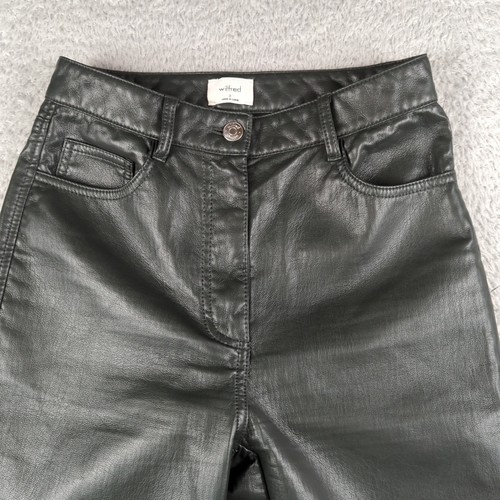 Aritzia Wilfred Hose Damen 2 grün Kunstleder Melina hoher Bund gerade - Bild 2 von 18