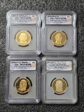4 DIFFERENT PRESIDENT GOLDEN DOLLAR. ICG 💎 70  DEEP CAMEO