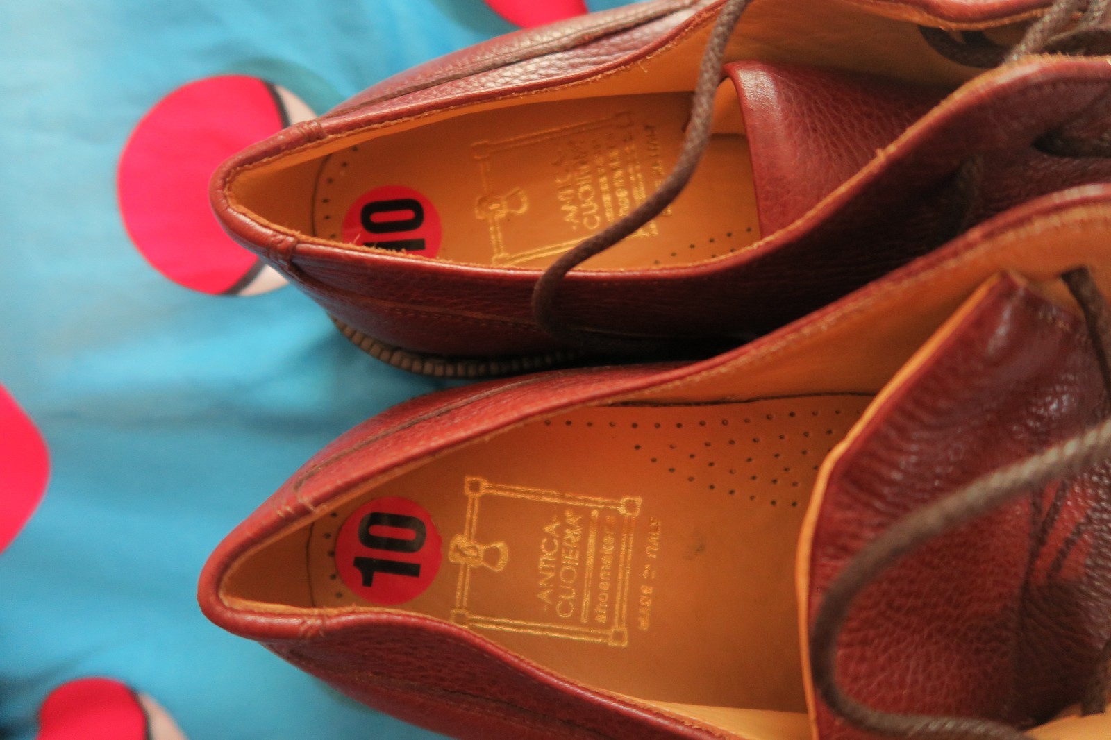 SAOLA Antica Cuoieria Derby Scarpe Eleganti Oxford Marrone Pelle Ciottolata Italia Uomo 10 D