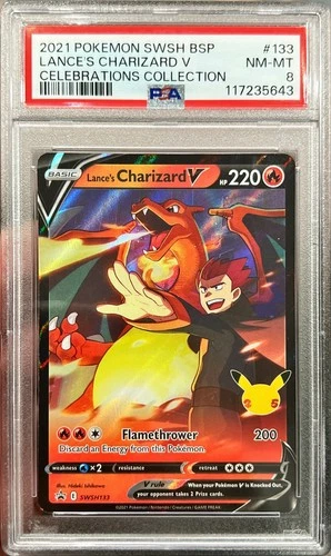 2021 Pokemon SWSH Lance's Charizard V Celebrations Collection SWSH133 PSA 8