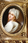 Antique Victorian Hand Painted Beatrice Censi Porcelain Plaque & Gilded Frame — photo 2