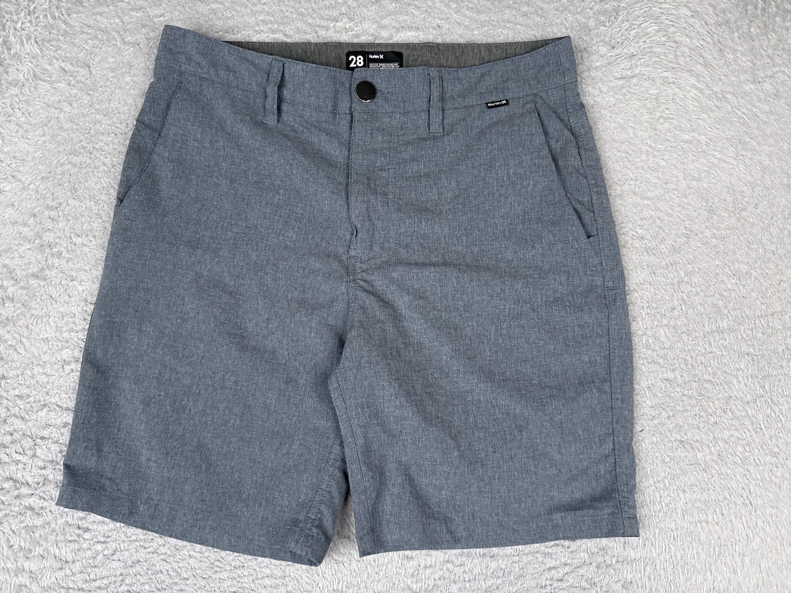 Hurley Shorts Mens 28 Gray Microfiber Chino Flat Front 7 Inseam Quick Dry Casual