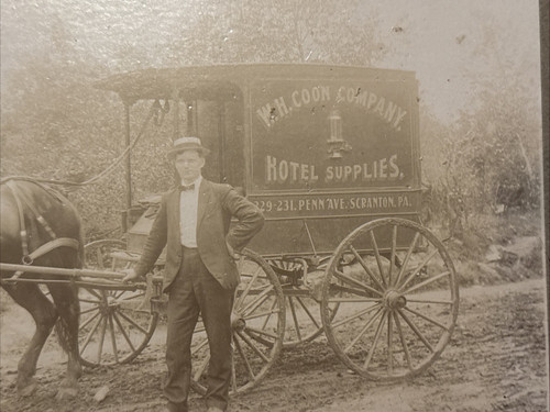 W.H. Coon Co Scranton PA Penn Ave Hotel Supplies Wagon c1895 Albumen Photograph