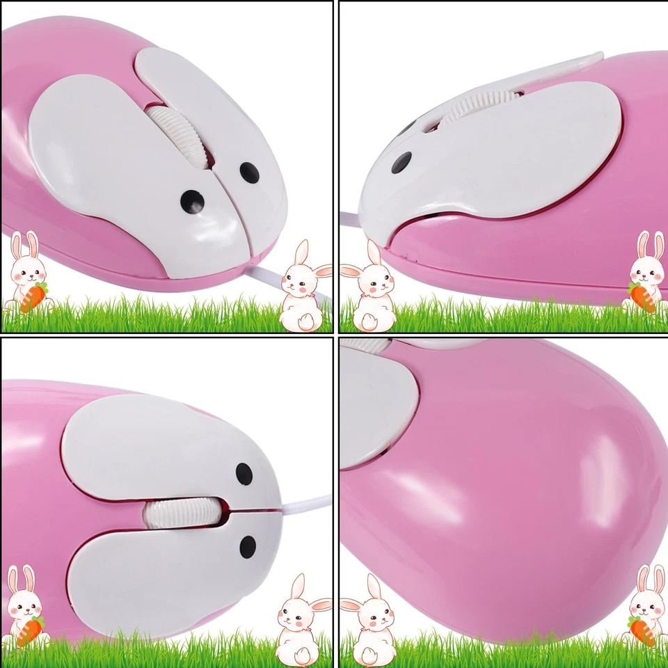 Cute Rabbit Shape USB Wired Mouse, 1200DPI, 3 Buttons, 3.6 ft Cord (Pink) - Image 3 of 4