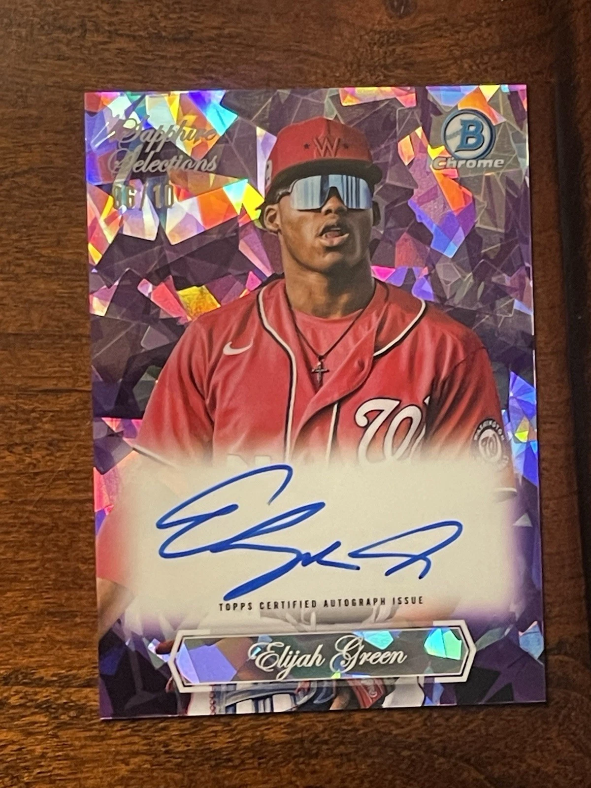 2023 Bowman Chrome Sapphire Selections Auto Elijah Green Purple /10 Nationals