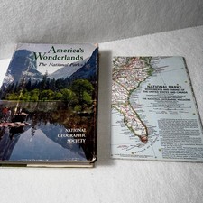 1958 America&rsquo;s Wonderlands The National Parks Nat-Geo HC w/ Vintage USA Map