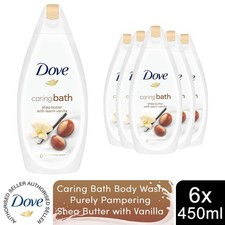 Image of Dove Caring Bath Body Wash Purely Pampering Shea Butter with Vanilla, 6x450ml