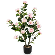 38" Artificial Camellia Tree Faux Floral Plant Fake Tree for Decoration Pink