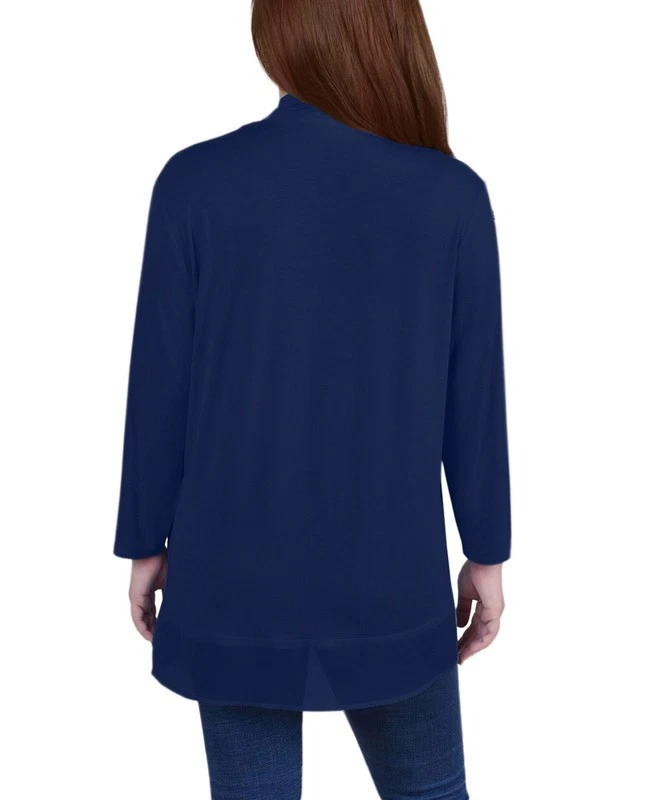 Кардиган женский NY Collection Petite Sharkbite с подолом (темно-синий блейзер, маленький большой) - Изображение 2 из 4