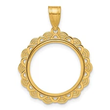 14k Yellow Gold Polished Rainbow with 27.0mm Prong Coin Bezel Pendant