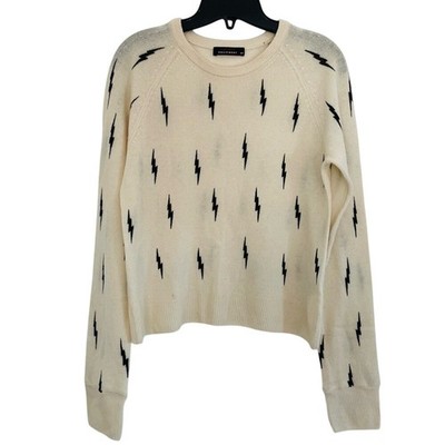 Kate Moss Equipment Sweater Ivory Lightning Bolt 100% Cashmere Womens Small
