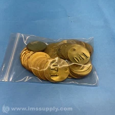 Bag of 84 Numbered Metal Tags - Brass FNIP
