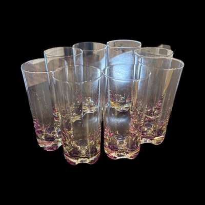 AMETHYST BOTTOM 8 HIGHBALLS DOUBLE OLD FASHIONED TUMBLERS