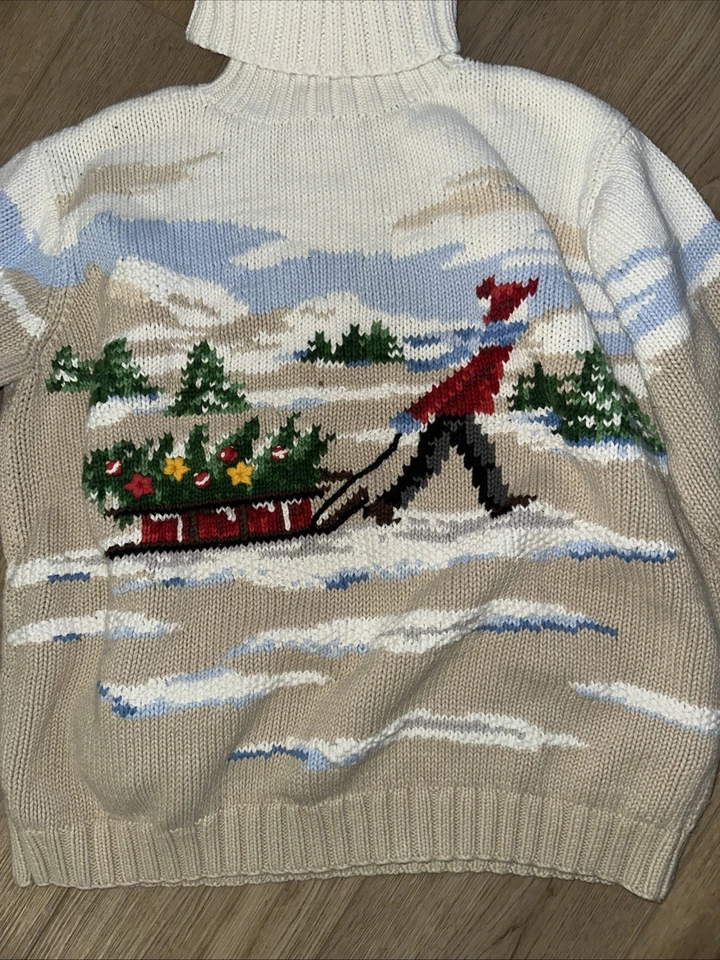 Suéter Vintage Liz Claiborne Holiday Picking Árbol de Navidad Cuello - Grande Foto 2 de 4