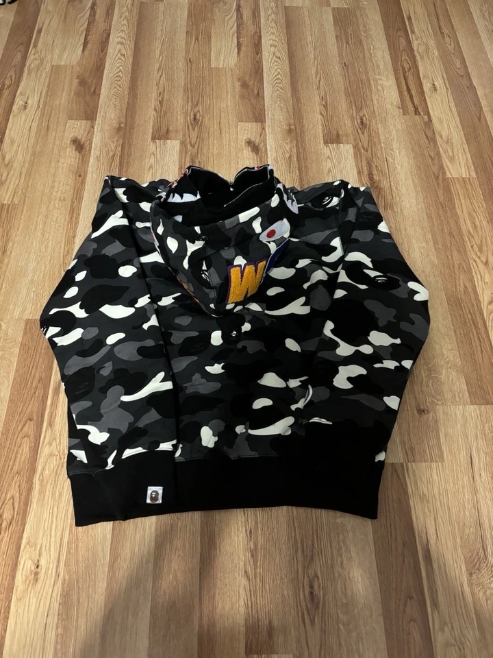 Sudadera con Capucha Cremallera Completa A Bathing Ape City Brilla en la Oscuridad Camuflada Tiburón Talla Grande Foto 2 de 4