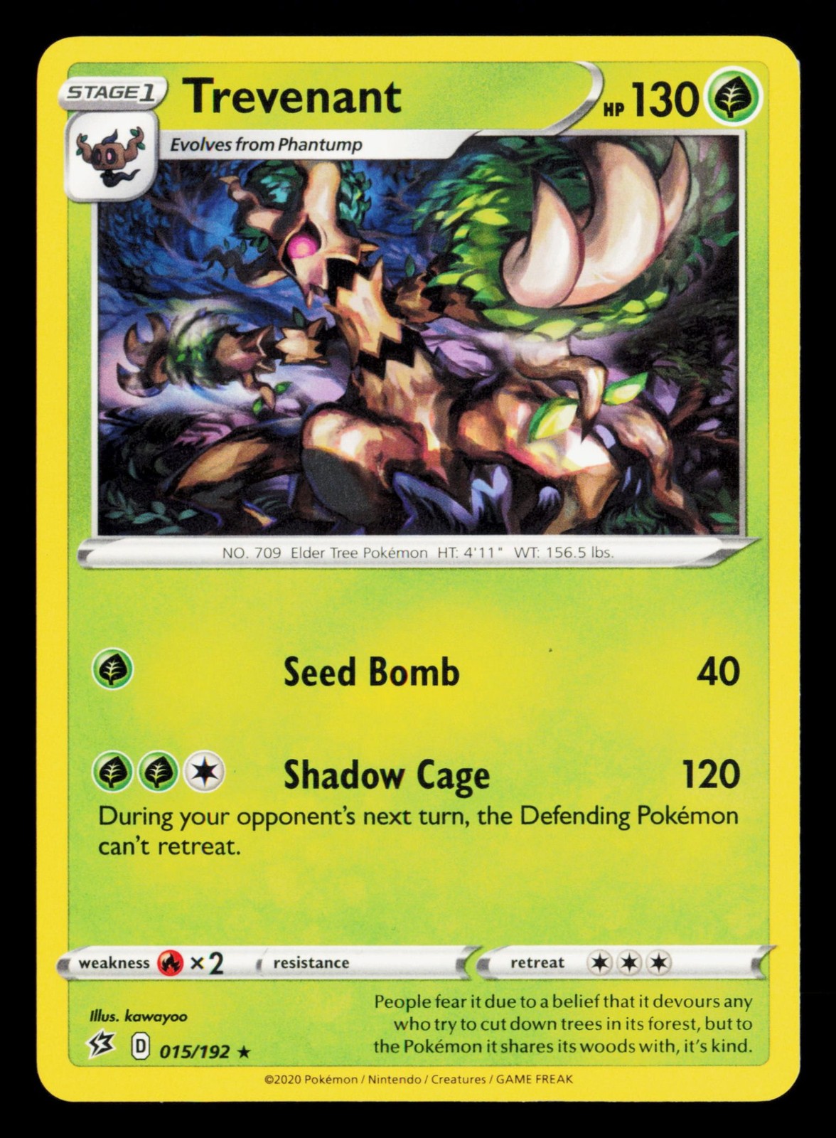 Trevenant 015/192 Rare SWSH02: Rebel Clash Pokemon Near Mint