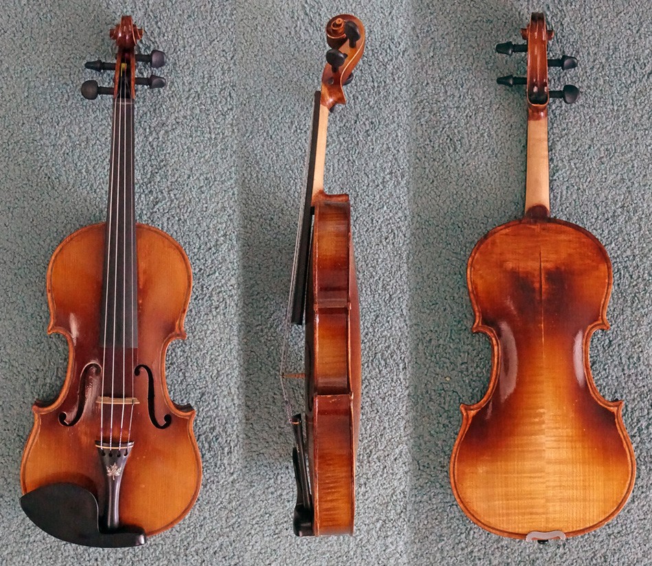 RESTORED ANTIQUE 4/4 VIOLIN MADE IN CZECHOSLOVAKIA STRADIVARIUS COPY W/CASE 1900