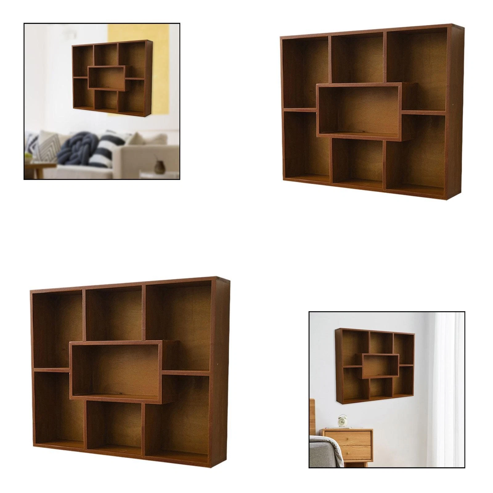 Wooden Wall Mounted Storage Shelf Durability Ornament Elegant Display Shelf 7