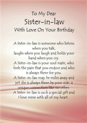 Loving Birthday Wishes Sister-in-law - A5 Birthday Card Keepsake 