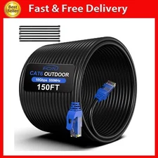150FT Cat6 Outdoor Ethernet Cable, In-Ground, Heavy Duty Direct Burial, 24AWG...