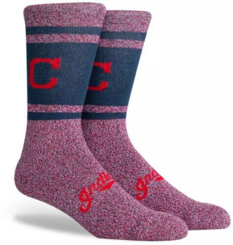 PKWY Crew Socks MLB CLEVELAND INDIANS C Heathered VARSITY Men L 6-12 Classic NEW-image