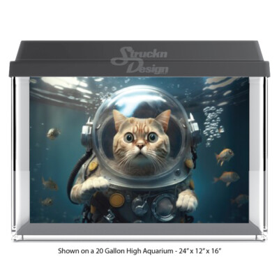 Scuba Diving Tabby Polyester Fish Tank Glass Backdrop Aquarium Background