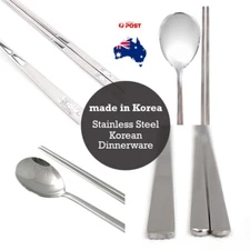 1 or 2 Set Staineless Korean Dinnerware Spoon Chopsticks Made in KOREA AU Post 