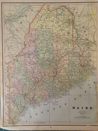 United States Maine Manitoba Rare Vintage Original 1893 Antique Atlas Maps  - Picture 7 of 9
