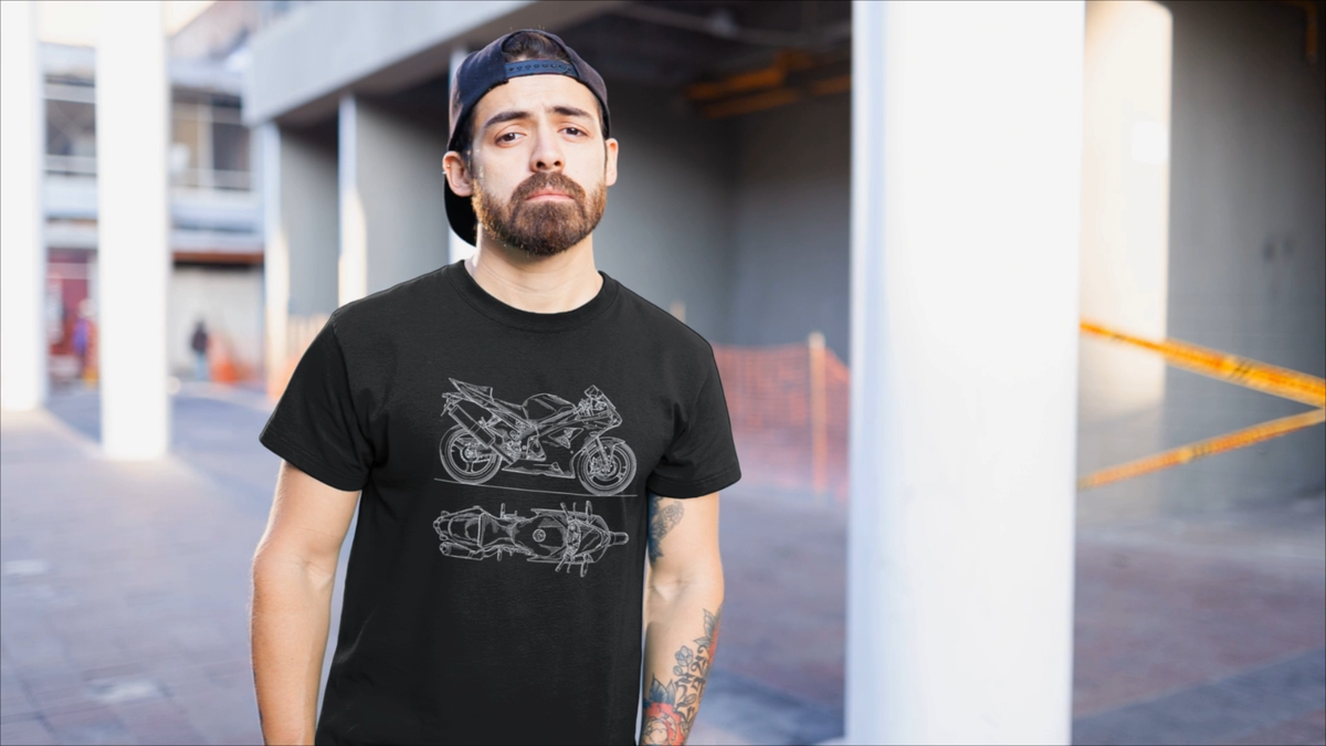 Ninja ZX6R Motorcycle Blueprint Men's Tee - Sportbike Enthusiast