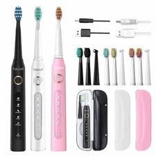 Fairywill Sonic Electric Toothbrush Rechargeable 5 Modes Brush Heads Travel Case