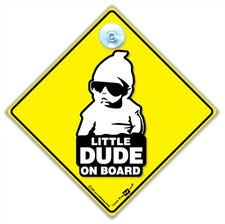 Little DUDE on Board Sign, Hoodie Baby on Board Sign, Suction Cup Car Sign