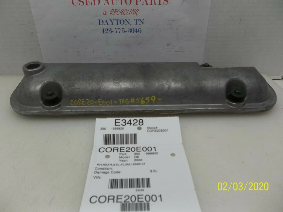 05 06 PONTIAC G6 3.5L RIGHT REAR VALVE COVER 12568147 OEM - Image 3 of 4