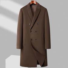 Double-breasted Cashmere Long 100 Wool Coat Winter Mens Down-lined Double-sided