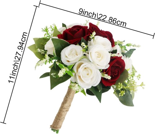 Burgundy & White 7-Inch Silk Flower Bouquets – Set of 6 Perfect for Centerpieces - Picture 4 of 8
