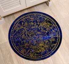 Golden Constellation Round Floor Yoga Mat Bedroom Carpet Living Room Area Rugs