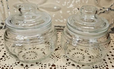 Pair of Clear Glass Canisters Candy Bowls w/ Freshness Seal Lids