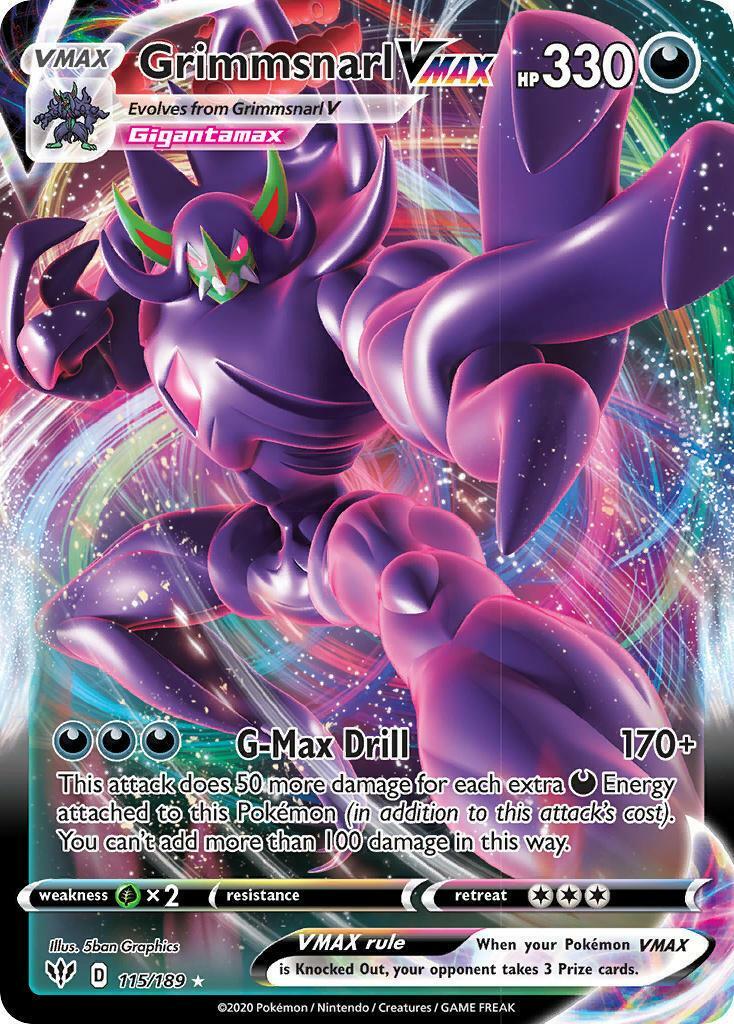 Pokemon Card Grimmsnarl VMAX 115/189 Full Art Ultra Rare Darkness