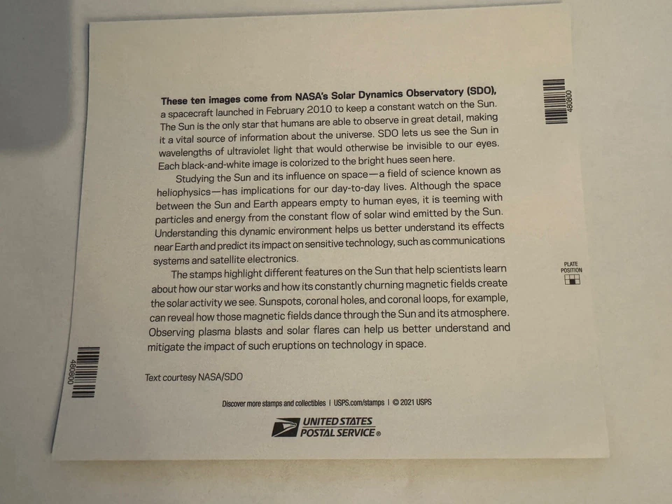 Brand New USPS Stamp Sun Science Forever Stamps Sheet Of 20 Stamps 2021 - Image 2 of 2