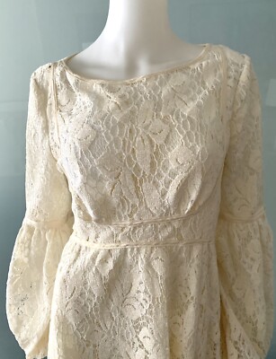 Free People Ruby Ivory Lace Dress Puff Sleeve Boho Size L | eBay Free People Ruby Ivory Lace Dress Puff Sleeve Boho Size L | eBay