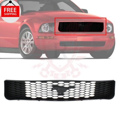 New Front Grille Painted Black Plastic For 2005-2009 Ford Mustang