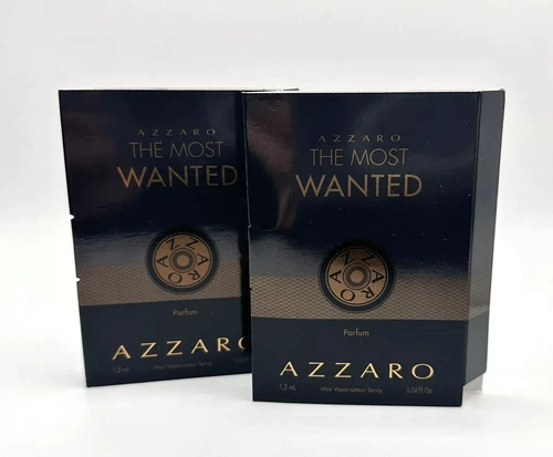 2 X The Most Wanted Azzaro for Men Parfum Sample Spray 0.04 fl oz/ 1.2 ml each