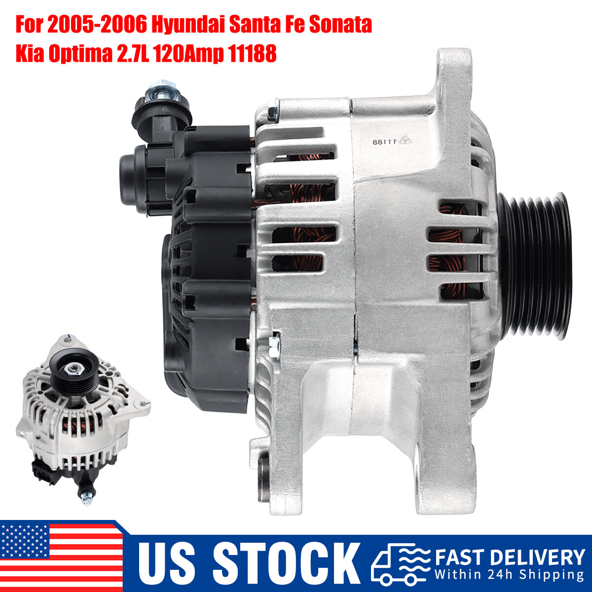Alternator For 2005-2009 Hyundai Tiburon Sonata Tucson Santa Fe Kia ...