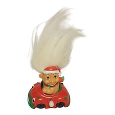 Russ Troll Santa Doll Wind Up Car 3" White Hair Kinda Works Vintage